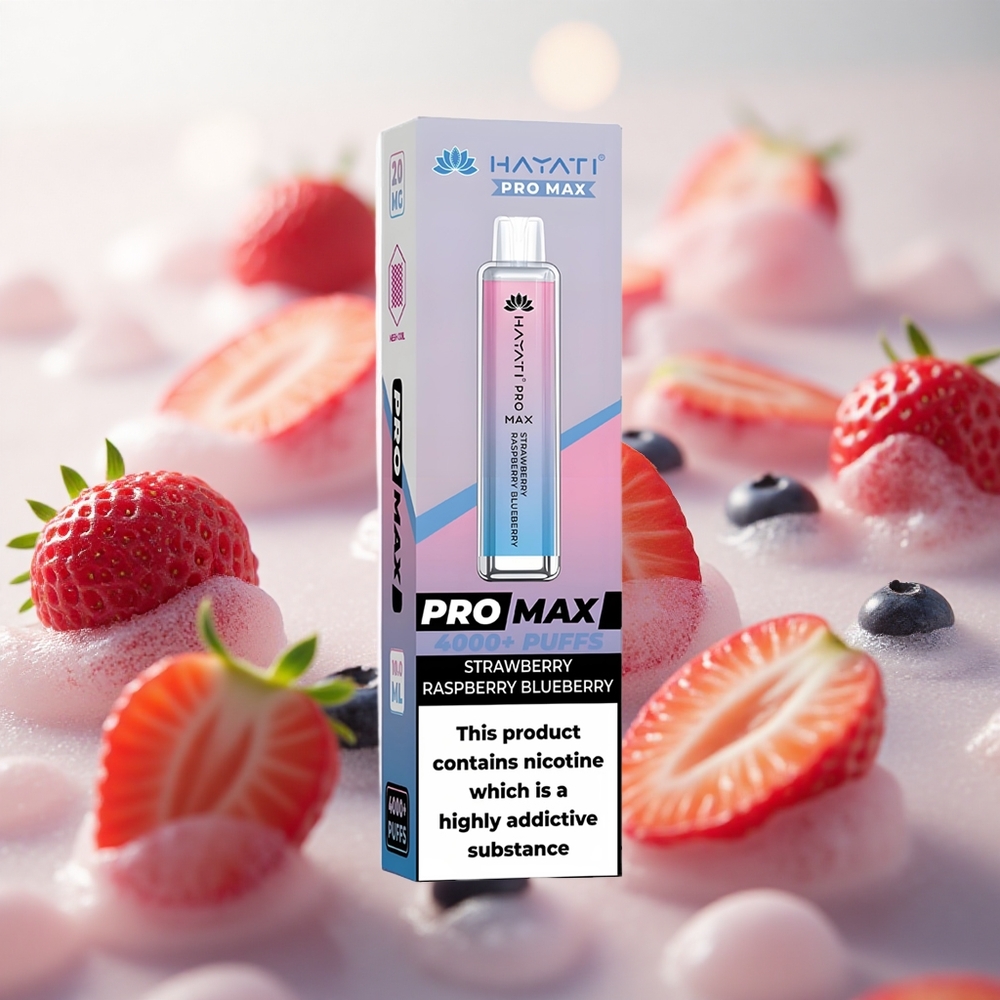 Hayati Pro Max 4000 Puffs Jednorázová Vapa Jahoda Malina Borůvka TPD-Compliance až 4000 Puffs Czech Republic wholesale