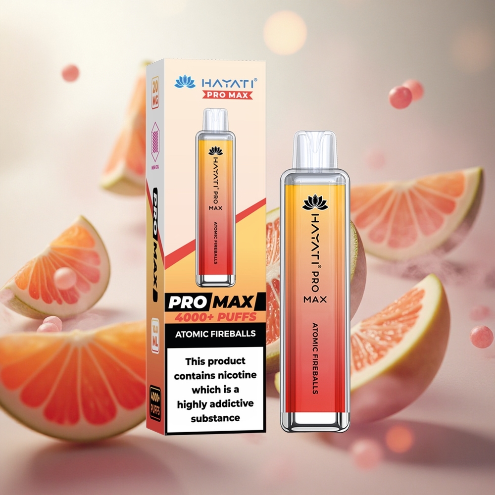 Hayati Pro Max 4000 Puffs Jednorázová Vape Atomic Fireballs Dual 11 Ohm Mesh Cívka TPD-Compliance Czech Republic wholesale