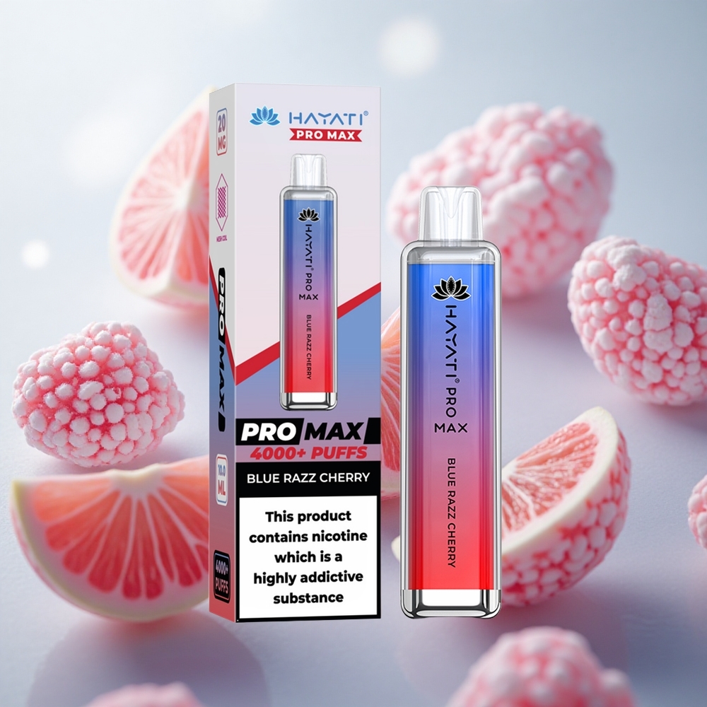 Hayati Pro Max 4000 Puffs Jednorázová Vape Blue Razz Cherry s baterií 1400mAh TPD-Compliance Czech Republic wholesale