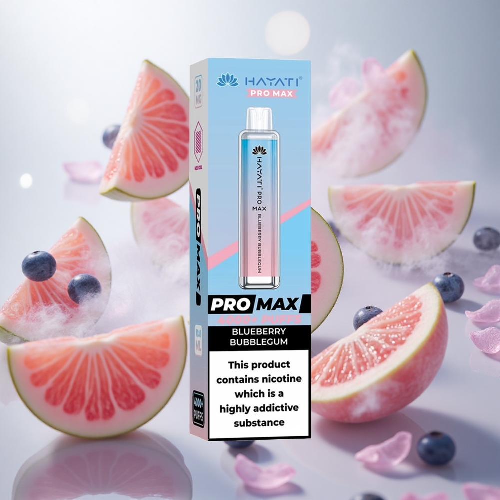 Hayati Pro Max 4000 Puffs Jednorázová Vape Blueberry Bubblegum Dual 11 Ohm Mesh Cívka TPD-Compliance Czech Republic wholesale