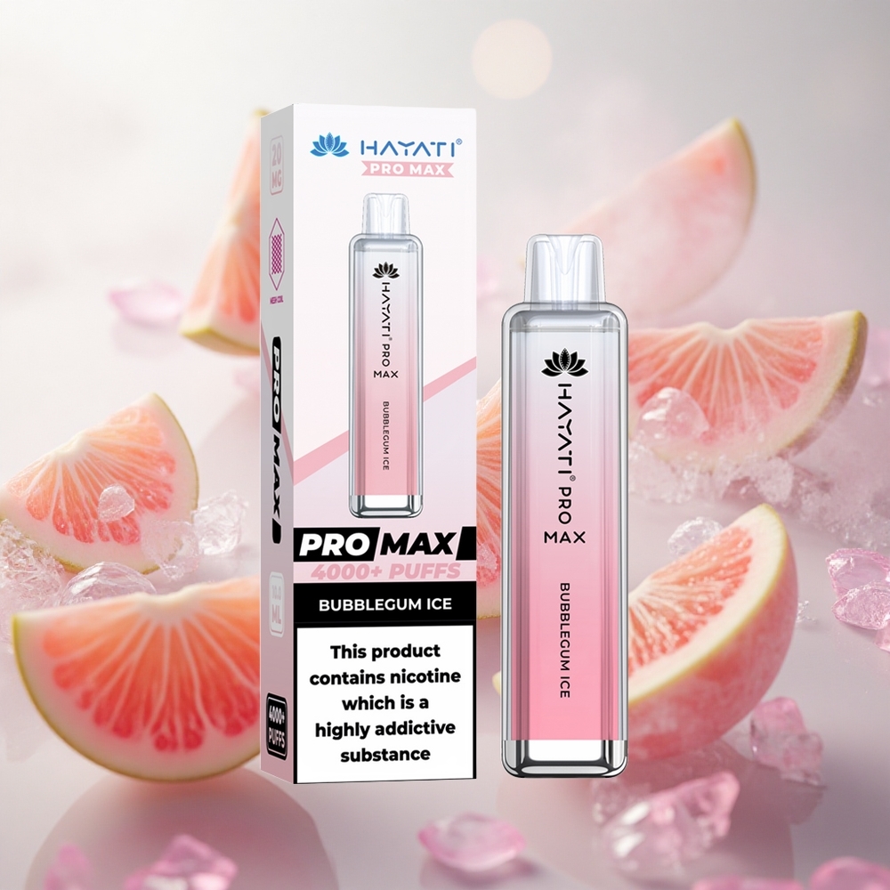 Hayati Pro Max 4000 Puffs Jednorázová Vape Bubblegum Ice s 1400mAh baterií a LED světlem TPD-Compliance Czech Republic wholesale