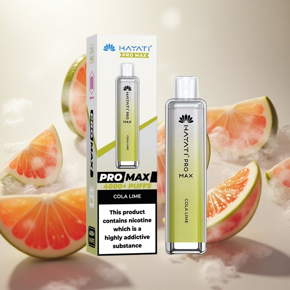 Hayati Pro Max 4000 Puffs Jednorázová Vape Cola Lime s 1400mAh baterií a LED světlem TPD-Compliance Czech Republic wholesale