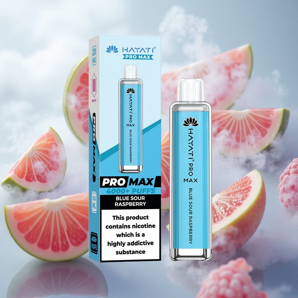 Hayati Pro Max 4000 Puffs Jednorázová Vape Modrá Kyselá Malina s výkonnou baterií 1400mAh TPD-Compliance Czech Republic wholesale