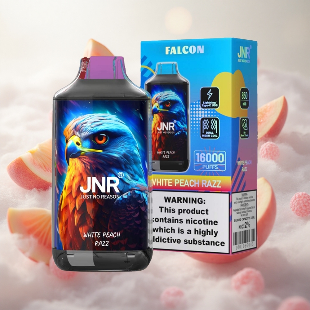 JNR Falcon 16000 Puffs Bílá broskev  Malina 22ml Czech Republic wholesale