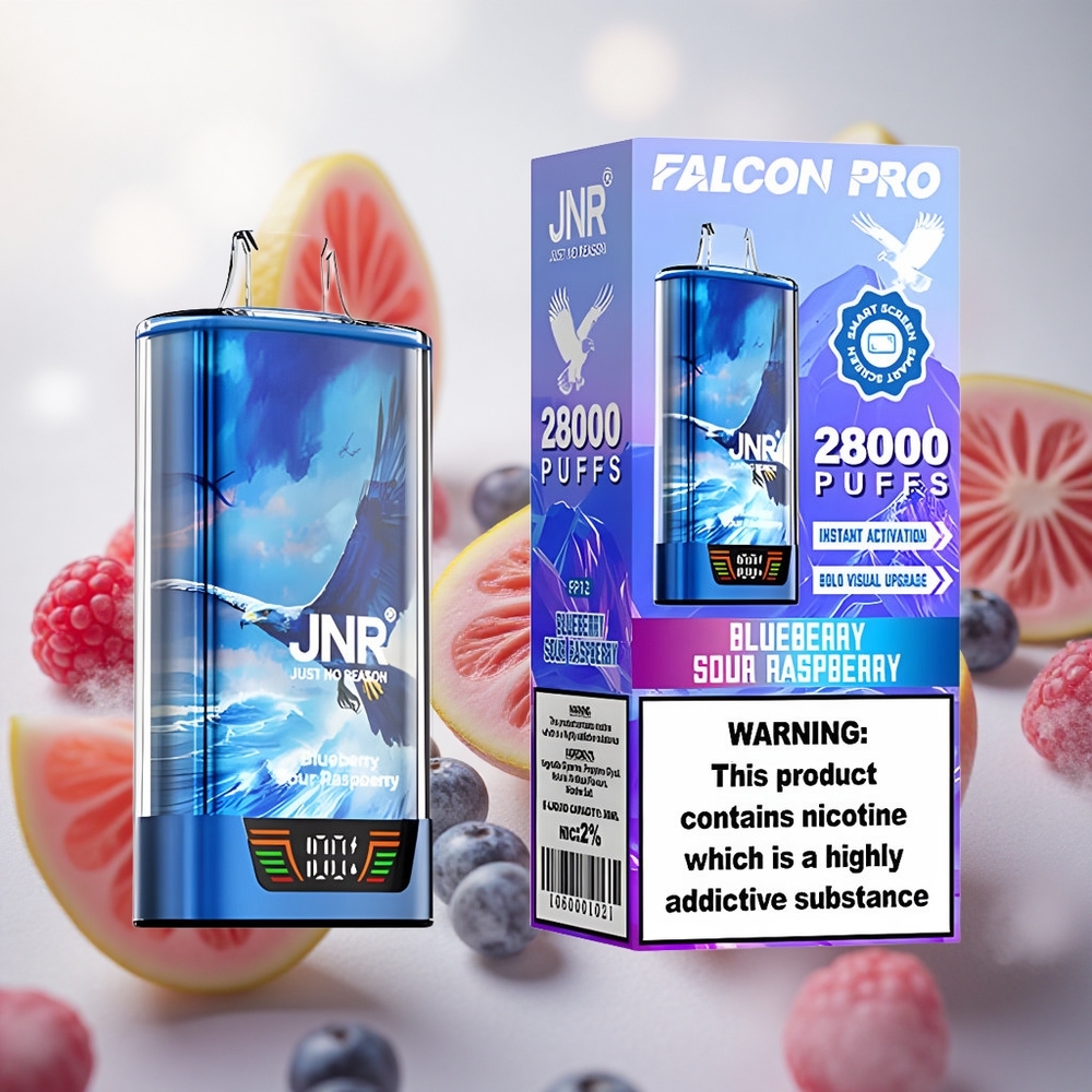 JNR Falcon Pro 28000 Jednorázová Vape Borůvka Kyselá Malina 30ml předplněná kapacita Czech Republic wholesale