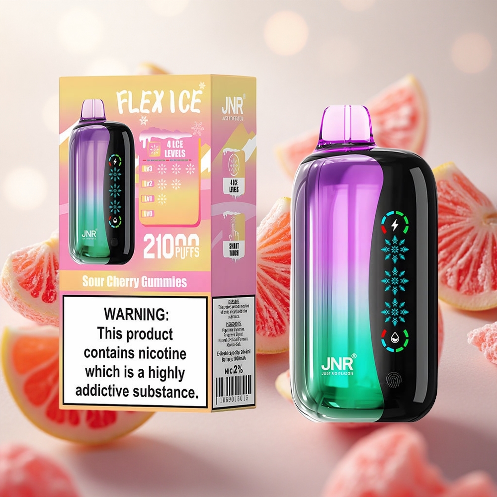 JNR Flex Ice 21000 Pouts Jednorázová Vape Sour Cherry Gummies Přizpůsobitelný průtok vzduchu Czech Republic wholesale