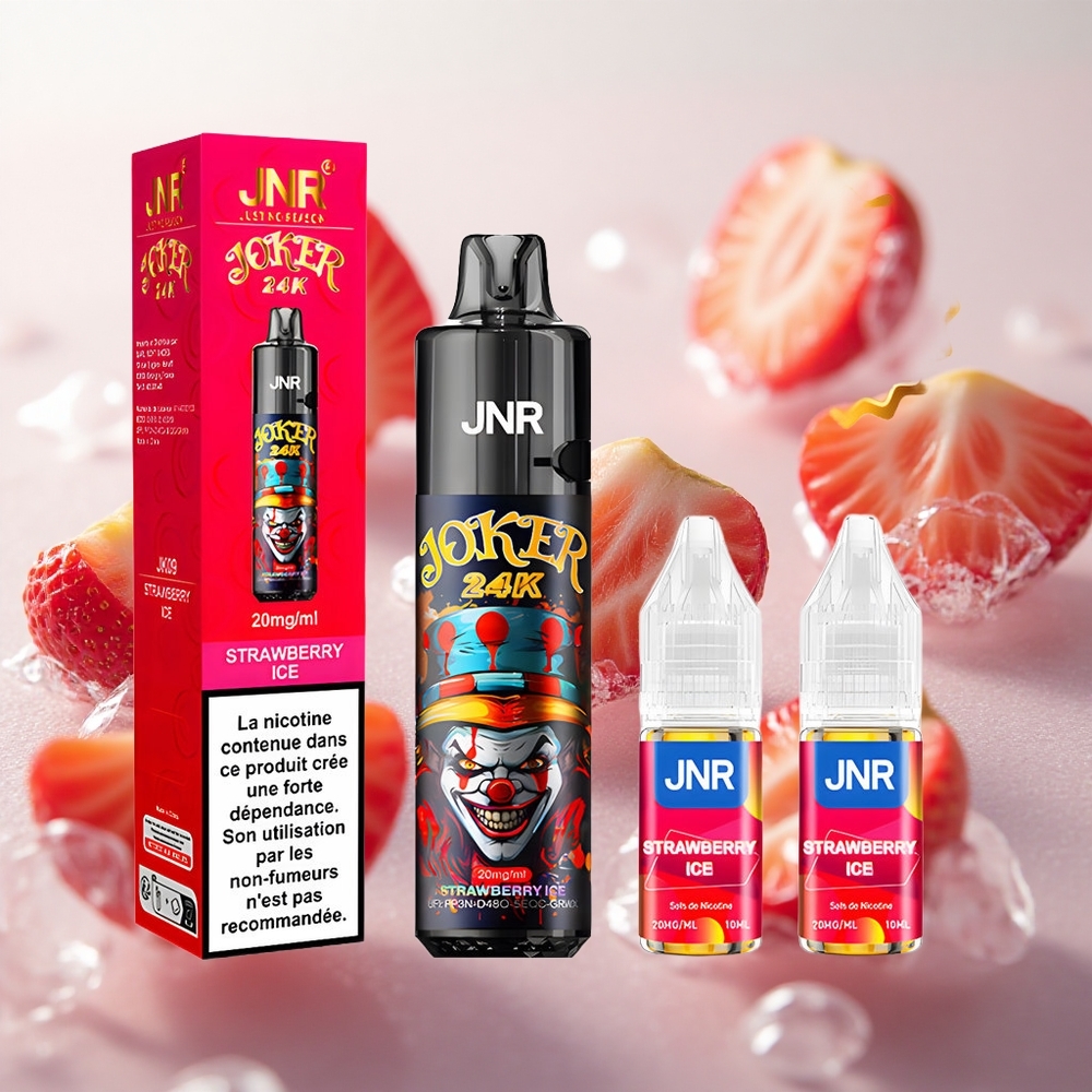 JNR Joker 24K Puffs Jednorázová Vape Jahodový led s viditelnou hladinou e-liquidu Czech Republic wholesale