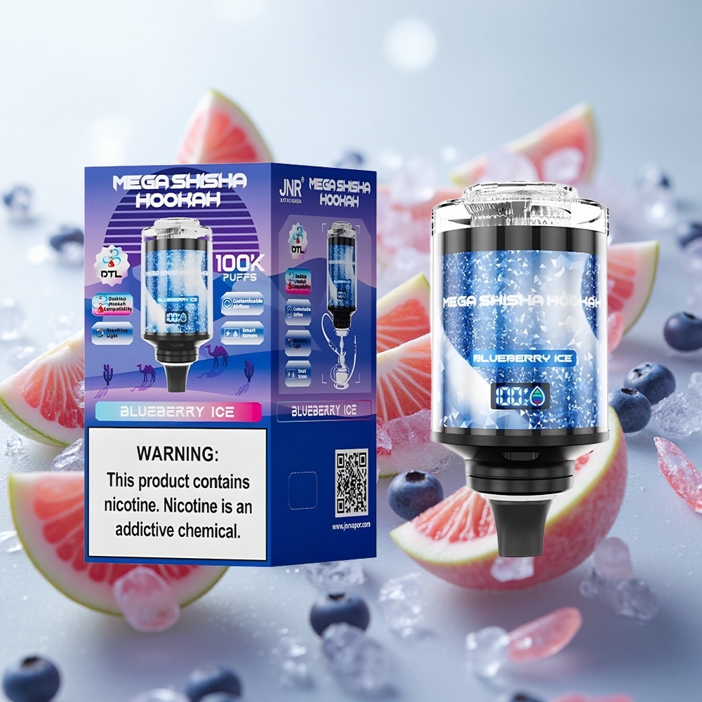 JNR Mega Shisha Hookah 100K 2200mAh dobíjecí baterie Blueberry Ice Czech Republic wholesale