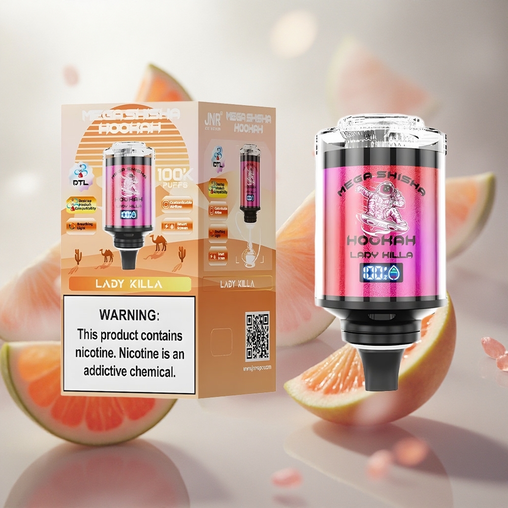 JNR Mega Shisha Hookah 100K Desktop Lady Killa 60ml kapacita e-liquidu 2 nikotinu Czech Republic wholesale