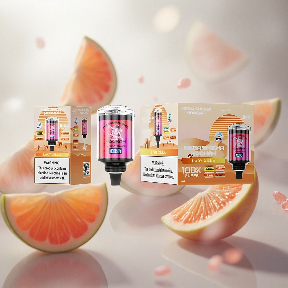 JNR Mega Shisha Hookah 100K Desktop Lady Killa 60ml kapacita e-liquidu 2 nikotinu Czech Republic wholesale