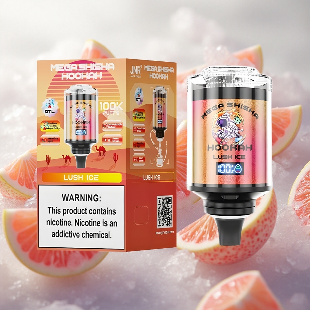 JNR Mega Shisha Hookah 100K Lush Ice 60ml kapacita e-liquidu 2 nikotinu Czech Republic wholesale