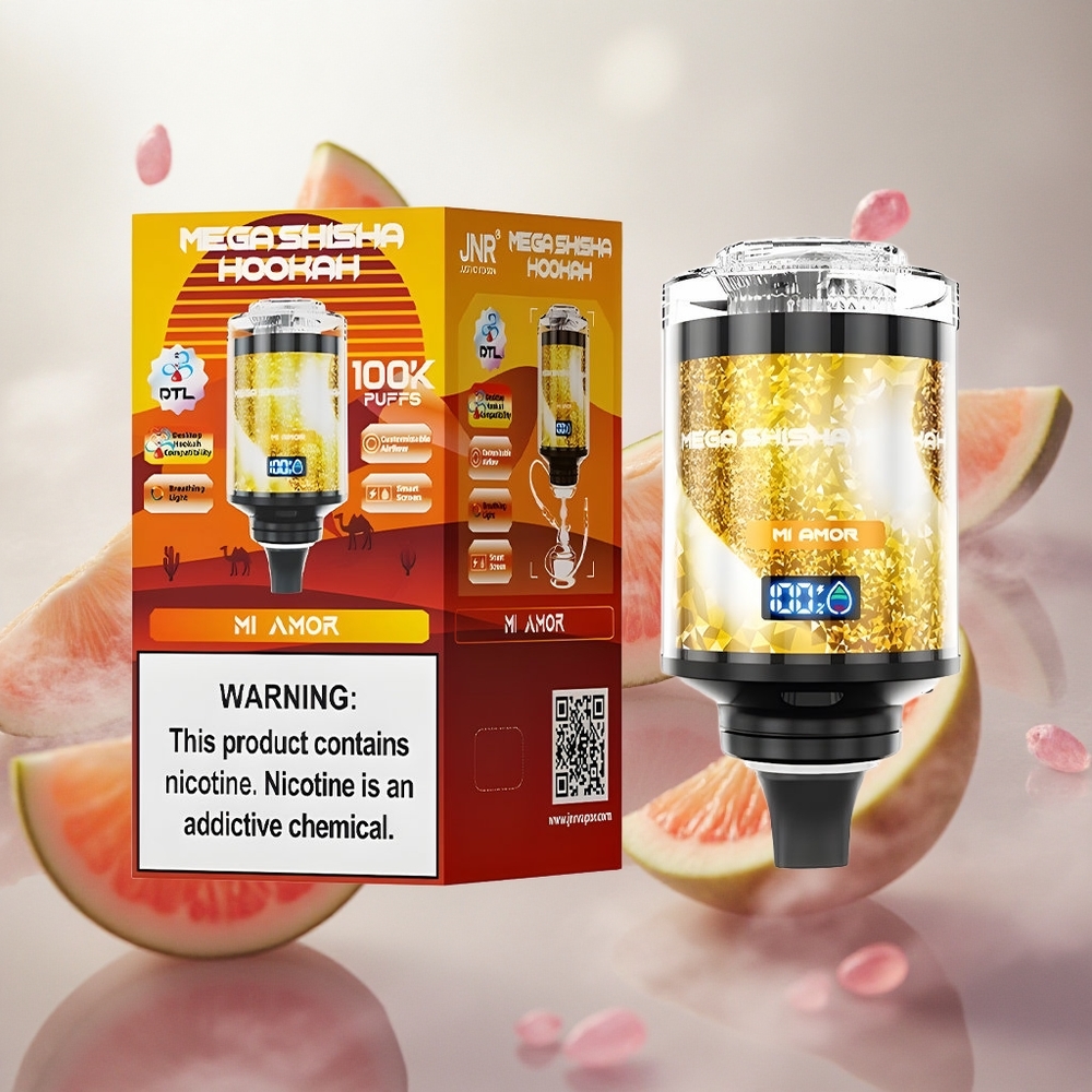 JNR Mega Shisha Hookah 100K Mi Amor 60ml kapacita e-liquidu 2 nikotinu Czech Republic wholesale