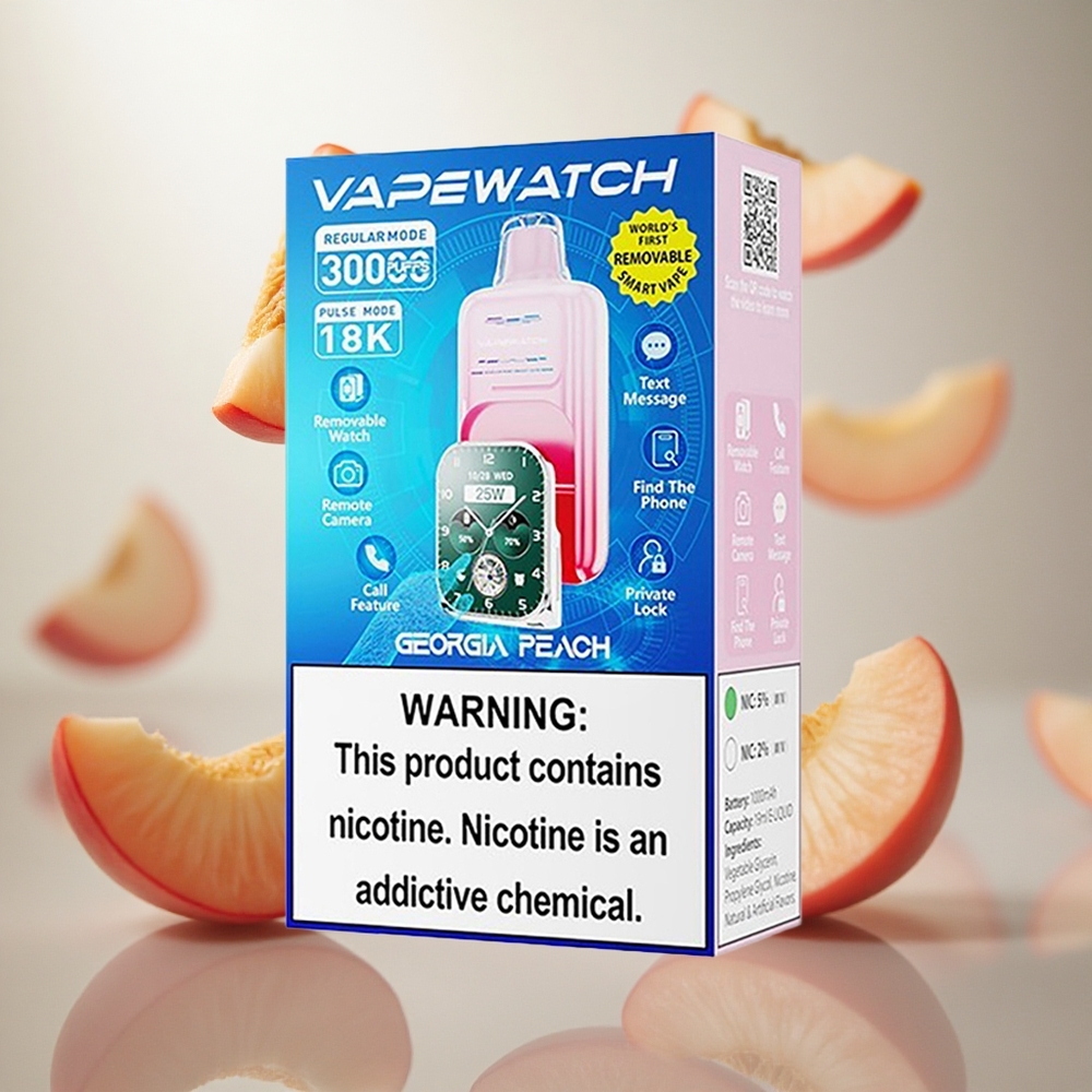 JNR Vape Watch 30000 Puffs (30 000 šluků) Jednorázová Vape Georgia Peach Typ-C rychlé nabíjení Czech Republic wholesale