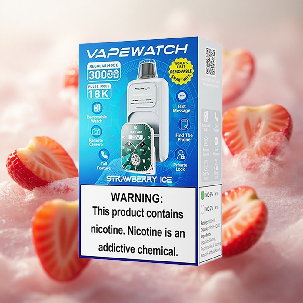 JNR Vape Watch 30000 Puffs (Kapacita baterie 1000mAh) Jednorázová Vape Jahoda Led Czech Republic wholesale