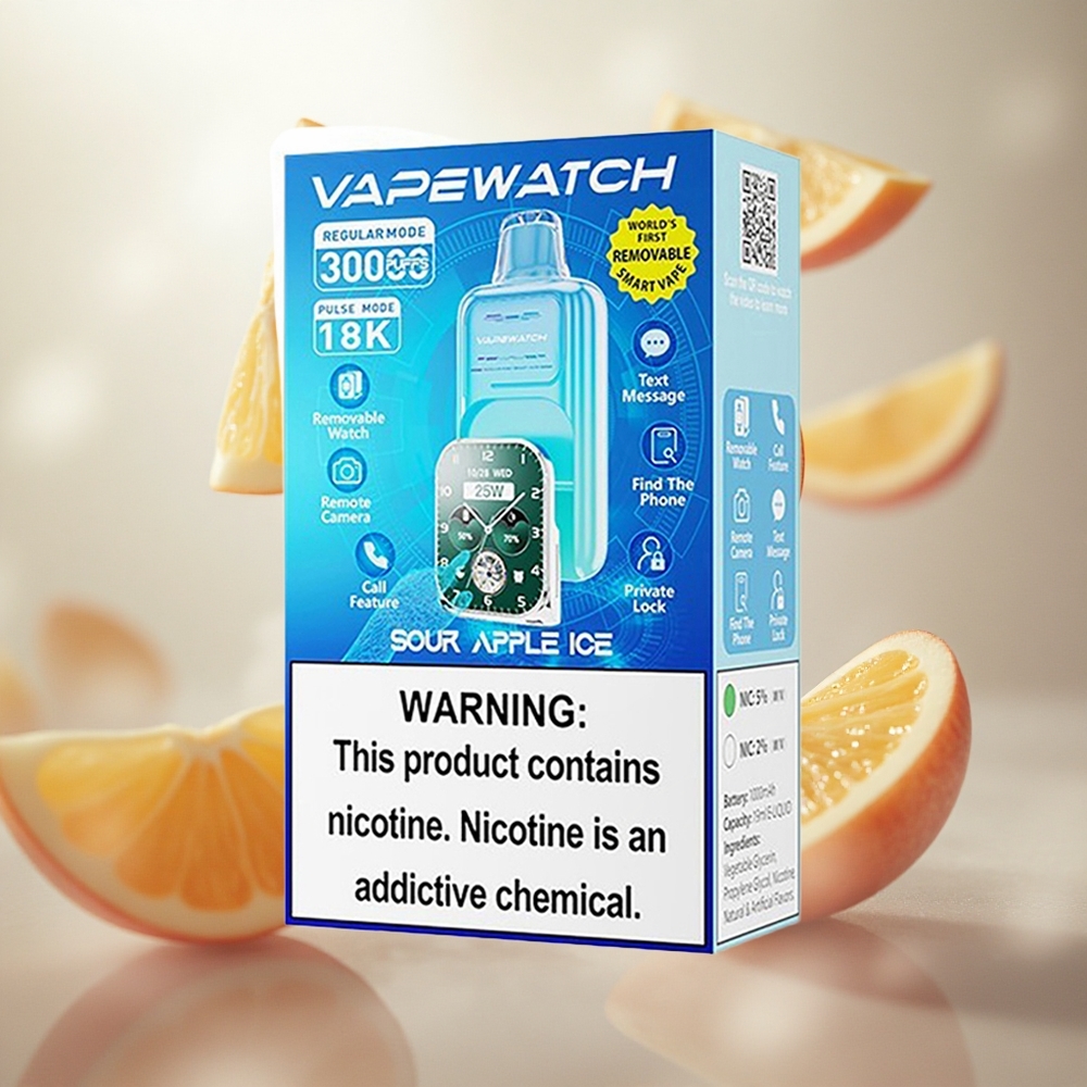 JNR Vape Watch 30000 Puffs Jednorázová Vape Sour Apple Ice s kapacitou baterie 1000mAh Czech Republic wholesale